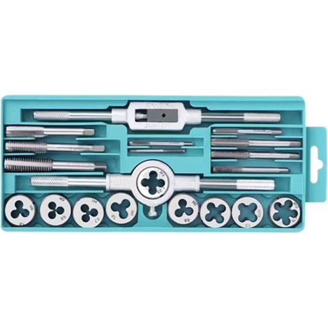 Taps and Dies, 20 Pcs M3-M12 Threading Tools, Tap and Die Set, Metric Tapping Tool, Steel Screw Extractors, Screw Wrench Tools with Storage Case (1/3)