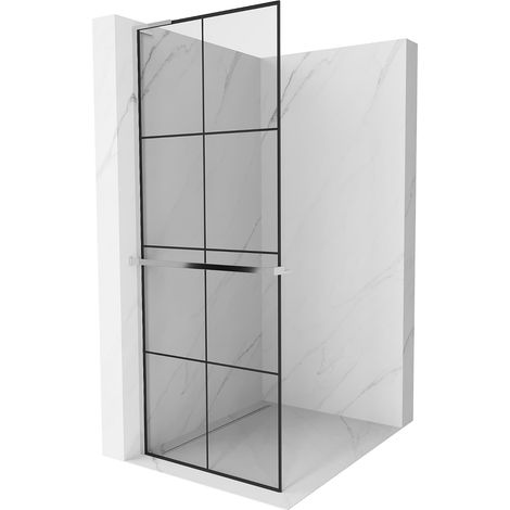Mexen Kioto+ L paroi de douche avec étagère Walk-in 80 x 200 cm, motif noir, chrome - 800-080-123-01-77 (1/5)