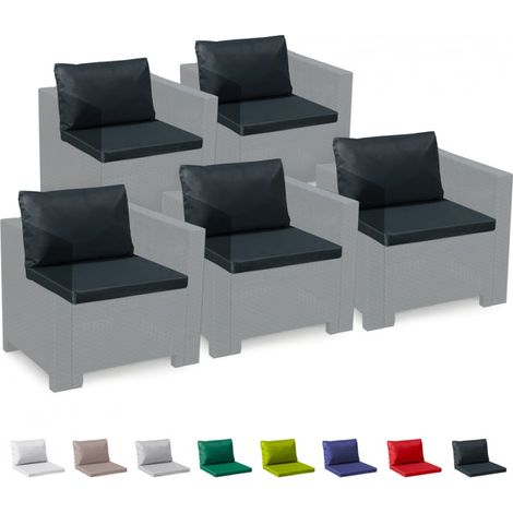 5-Sitzer Rattan Lounge-Kissen wasserdicht Set Bica Grand Soleil - Schwarz