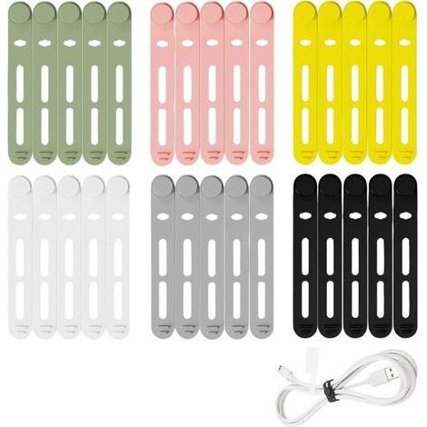 30Pcs Cable Organizer, Desk Cable Organizer, Reusable Cable Winder, Elastic Organizer for Organizing Charging, Audio and Network Cables (1/5)