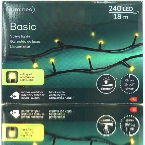 Lumineo LED Lichterkette Basic schwarz 18 Meter 240 Lichter - softgold (1/5)