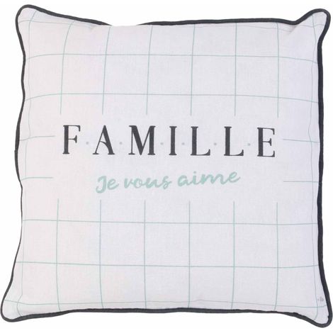 Coussin 40x40 cm EN FAMILLE Noir/Blanc Je vous aime (1/3)