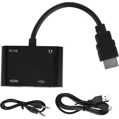 Adaptateur d'interface multimédia haute définition vers VGA, adaptateur TV haute définition 1920x1080, compatible avec les ordinateurs de bureau, les ordinateurs portables et les PC. (1/4)