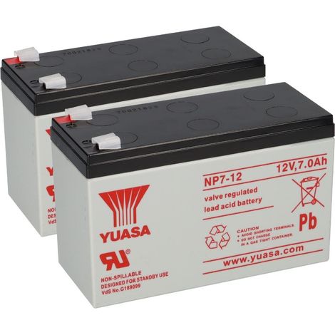 2x Yuasa Blei-Akku NP7-12 Pb 12V 7Ah VdS, Faston 4,8mm (1/5)