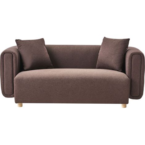 Fabric 2-Seater Sofa Dark Brown Couch Rubberwood Legs Woven Fabric Modern LILLEROD (1/5)