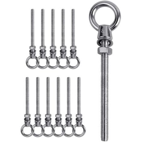 12 PCs Boulon à œil , Boulon à œil M8 x 80mm , Anneau de levage M8, Boulon à œil en acier inoxydable 304 , Crochet à visser Boulon à œil M8 (1/5)