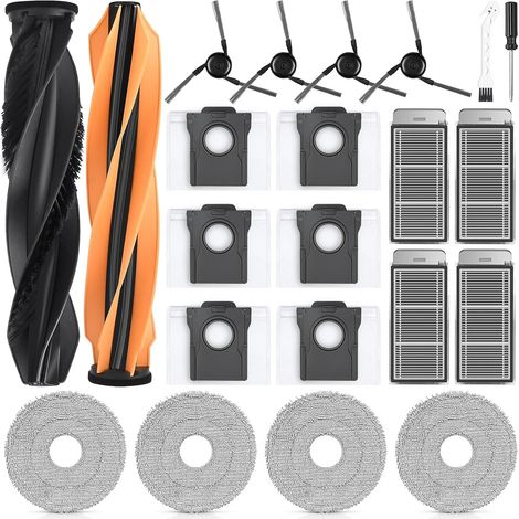22 Stück Zubehör für Dreame X50 Ultra/L40s Pro Ultra/L50 Pro Ultra/Mova V50 Ultra/X50 Master/Matrix10 Ultra Saugroboter, 2Hauptbürste 4Wischtücher 4Filter 6Staubbeutel 4Seitenbürsten 1Reinigungsbürste