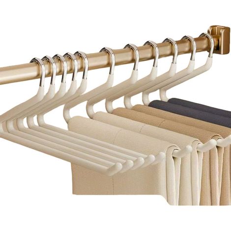 Lot de 10 porte pantalons en forme de Z en acier inoxydable avec surface antidérapante sans traces pour rangement des pantalons couleur blanche (1/5)