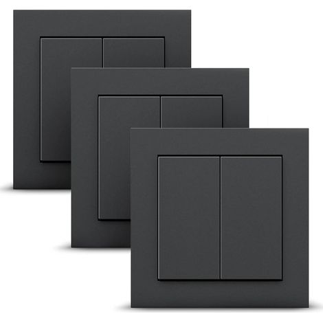 Interrupteur connecté, sans pile ni recharge, 3 interrupteurs et variateurs sans fil, fabrication allemande, anthracite (1/5)