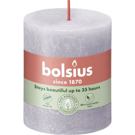 Bolsius Rustik Stumpenkerze gefrorener lavendel, Höhe 8 cm, Ø 6,8 cm Stumpen- und Kugelkerzen