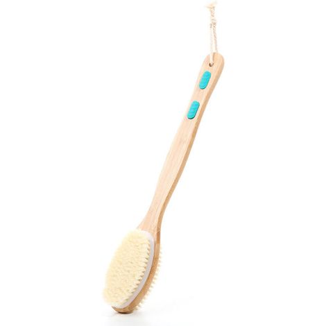 Brosse Dos Douche Brosse Pour Le Corps Brosse De Bain Exfoliante Avec Poils Naturels Et Poils Nylon Doux Pour Brossage Humide Ou Sec, Lavez Votre Corps Facilement, (1/5)