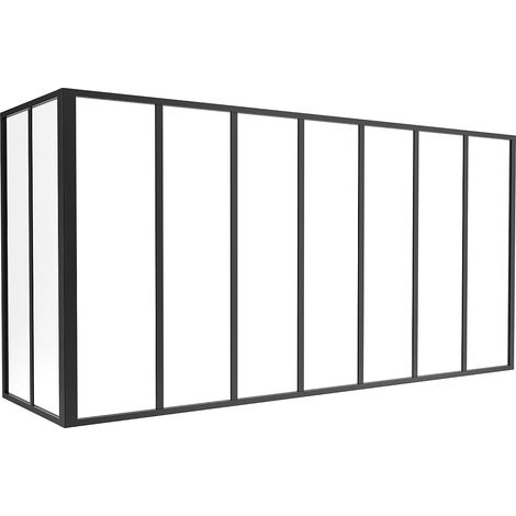Verrière d'angle d'atelier en aluminium thermolaqué noir 210 x 60 x 105 cm (L x l x H) – BAYVIEW