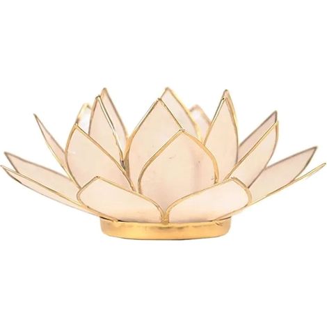 Porte Bougie Fleur de Lotus Blanc et or (1/2)