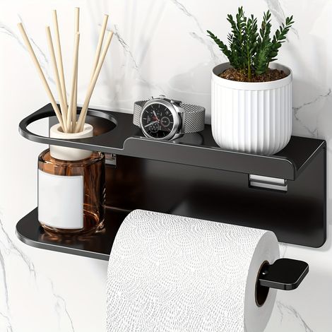 Porte-rouleau mural en acier carbone épais, accessoire de salle de bain pour papier toilette (1/4)