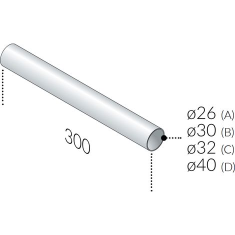 Tubo diritto ottone cromato Ø30 mm 300 mm omp tea