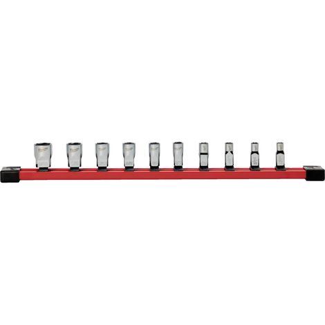 MILWAUKEE ZESTAW NASADEK IMPERIALNYCH 1/4 10szt. NA SZYNIE