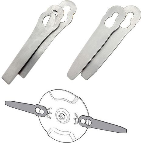 BRAVIX Lames métalliques de tondeuse à gazon sans fil, couteau de coupe à lame de rechange, argent 4 pièces (1/3)