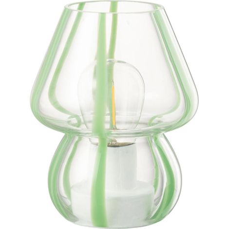 Lampe à Poser Rayures en Verre "Ophelie" 15cm Vert (1/5)