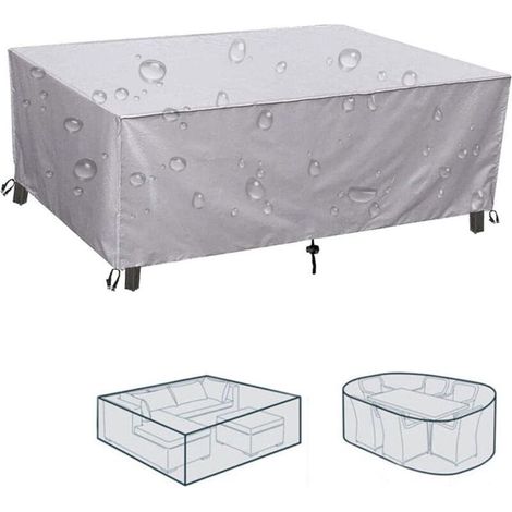 Housse de protection pour mobilier de jardin 190 x 125 x 80 cm, carrée, imperméable, pour salon de jardin, protection pour meubles de balcon, résistante à l'hiver, housse de table Oxford 420D (1/5)