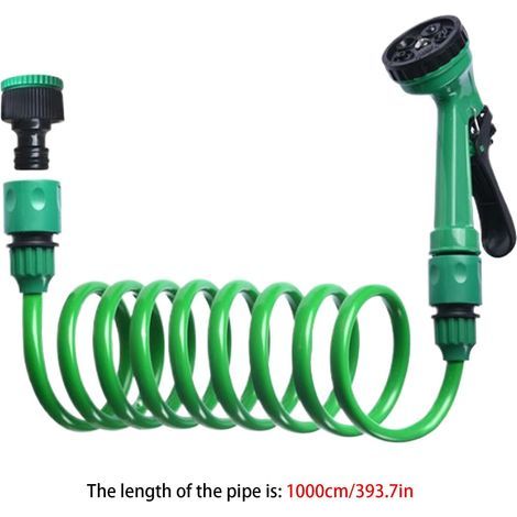 Coil Garden tuyau 10m - Buse de tuyau de jardin Le d'eau extensible avec une buse de pulvérisation Modes d'arrosage pour le système d'irrigation L'arrosage ergonomique léger peut pour les bat (1/2)
