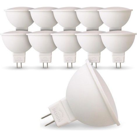 Arum Lighting – Lot de 10 ampoules LED MR16 GU5.3 12V 5W – 400 lumens – Angle 120° – Blanc chaud – Non dimmable – Alimentation DC