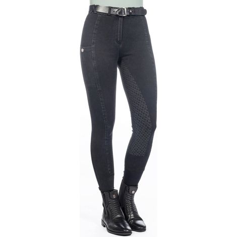 40 IT, Nero: Damen Stretch-Reitjeans mit Vollsilikon-Sitz Modell Harbour Island Denim (1/5)