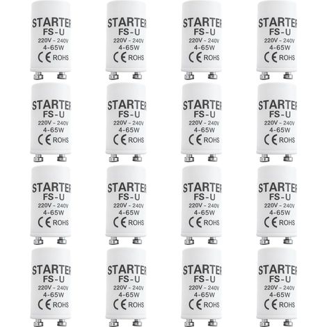 Starter Neon Led 16 Pièces, Démarreur Universel pour Tube Fluorescent et LED, 4-65W 220-240V, Starter Neon 4-65W, pour Lampe Fluorescente, Ampoule pour Four Électrique (1/5)
