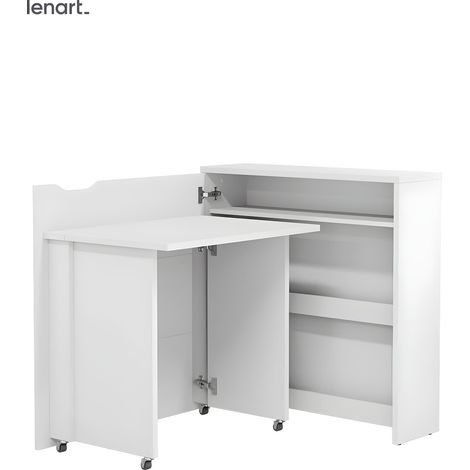 Lenart Bureau extensible avec rangement 90cm OFFICE CONSUS SLIM CW02L blanc mat gauche (1/4)