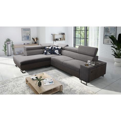Modernes Luxus-Ecksofa mit Schlaffunktion MELODY VII Tauro/Freya Graphit/Dunkelgrau Links (1/5)