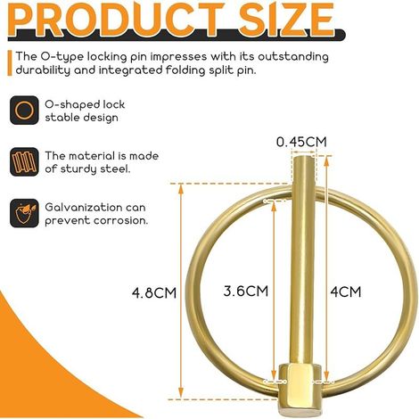 10 Pièces Goupille Agricole, Goupille de Verrouillage de Remorque, Goupilles Clips Rond Sécurité pour Ferme, Tracteurs, Remorques, Camions, Tondeuses à Gazon