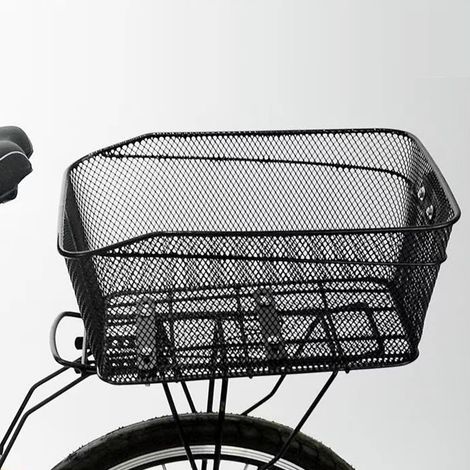 Panier de vélo arrière, grand, amovible, pour vélos, petit chien, shopping, pique-nique, cartable, noir, métal, montage en rack, 25 kg, 39 cm x 30 cm x 26 cm (1/5)