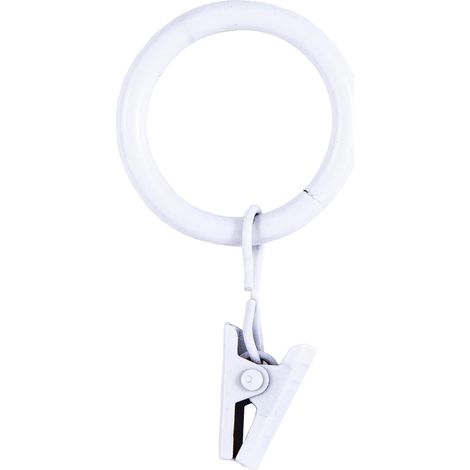 Juego de 14 anillas con clip para barras de cortina de 1,6 cm a 1,9 cm de diámetro, color blanco.