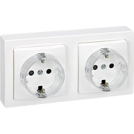 Base de enchufe doble schuko superficie precableada monobloc 16 A 250V Simon 73 Loft 73433-50 (1/2)
