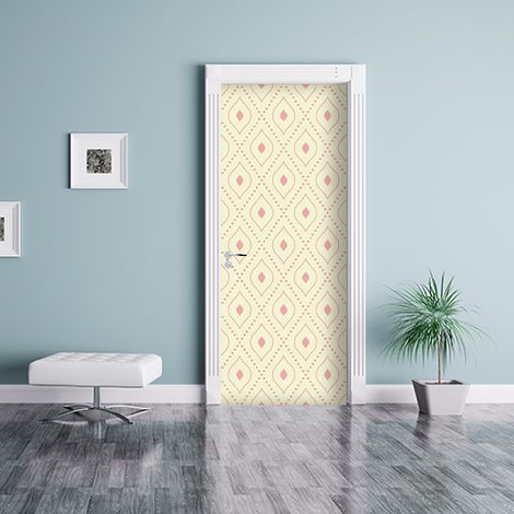 Sticker Porte Rétro Jaune Saumon, 204 cm X 83 cm - Déco Intérieure Originale et Unique (1/4)