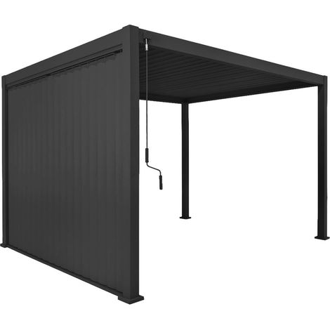 Louvered pergola 4x3m and 3m vertical adjustable louver panel anthracite - Triomphe (1/5)