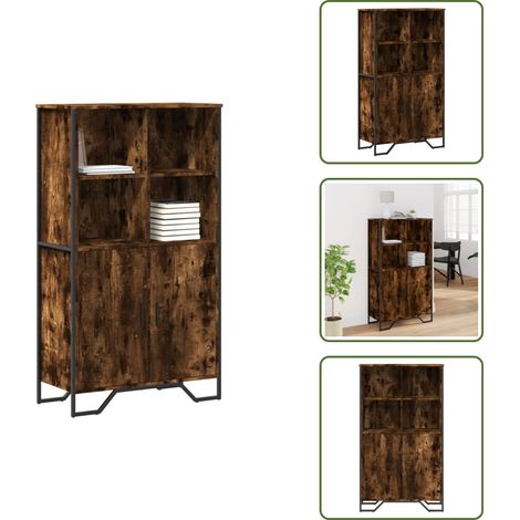 The Living Store Highboard Räuchereiche 79,5x35,5x137,5 cm Holzwerkstoff - Hochschrank (1/5)