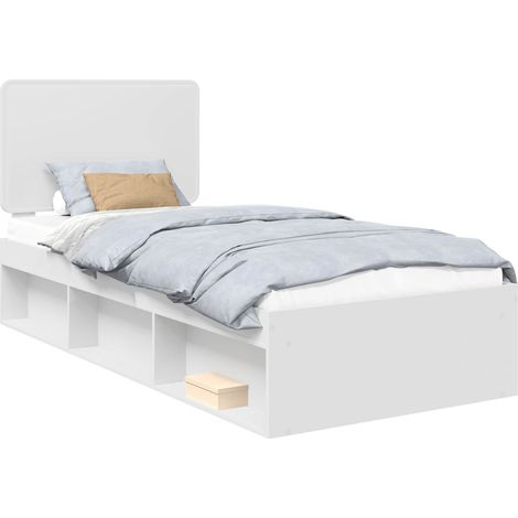 Bed Frame with Headboard White 100 x 200 cm Solid Pine Wood vidaXL