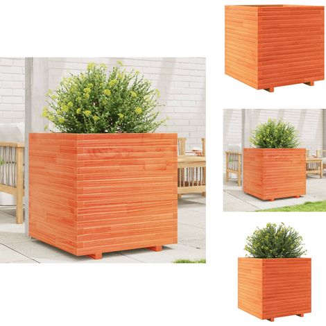 Jardinière cire marron 70x70x72 cm bois de pin massif - Jardinieredécorative - Jardinière Extérieure - Pot En Bois - Bac À Fleurs - Bois De Pin (1/5)
