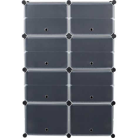 7-stufiger tragbarer Schuhregal-Organizer für 28 Paar Schuhe 14 Fächer Turmregal Aufbewahrungsschrankständer erweiterbar für Absätze, Stiefel, Hausschuhe, schwarz (1/5)