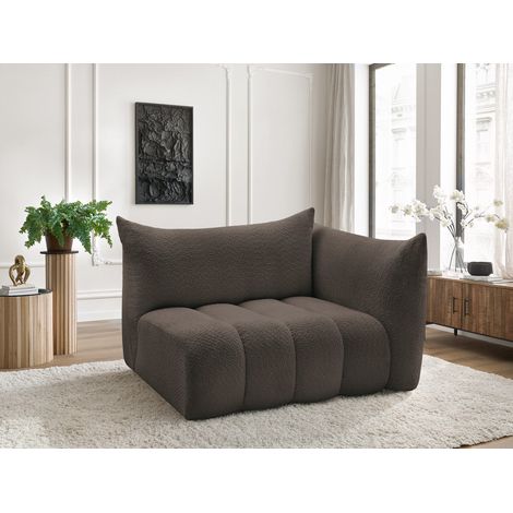 BOBOCHIC - Chauffeuse 2 places avec accoudoir pour canapé modulable AZRA tissu bouclette Angle droit  Marron