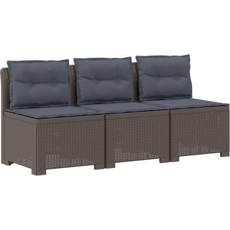 3-Seater Garden Sofa with Cushions Rattan Look PP Light Grey vidaXL (1/5)