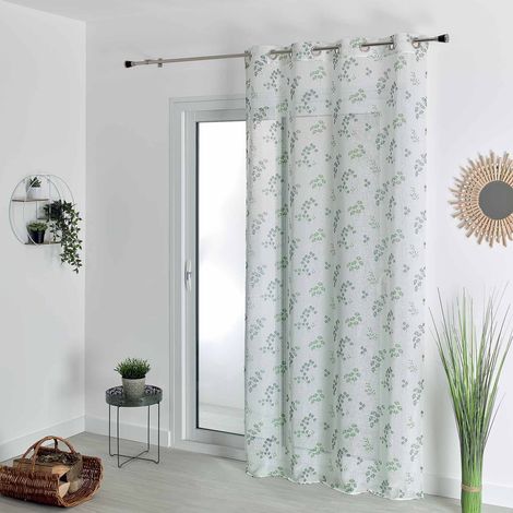 Voilage tamisant en étamine fleurie Vert 140x240 cm (1/3)
