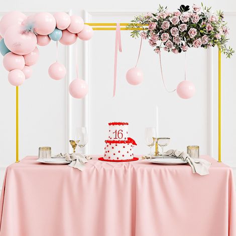 Relaxdays Over the Table Rod Stand, 2 Rails, Adjustable, H:78.5–118 cm, W:102–260 cm, Metal, Wedding Decor Arch, Gold (1/5)