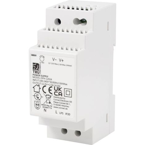 TRU COMPONENTS TC-10580808 Alimentatore per guida DIN 12 V/DC 2 A 24 W Num. uscite:1 x Contenuto 1 pz.