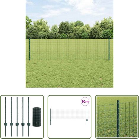 vidaXL Terrassenzaun - Zaun mit Pfosten Grün 0,6 x 10 m Stahl und PVC (1/5)