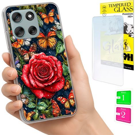 Funda para Motorola Moto G56 con diseño de mariposas y cristal. (1/5)