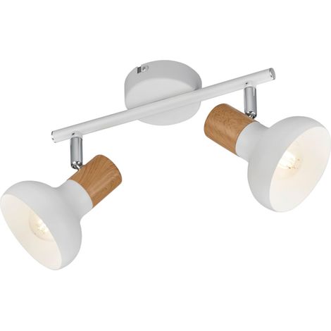 Applique murale Latika R81522031, métal blanc mat, bois synthétique, excl. 2x E14 (1/3)