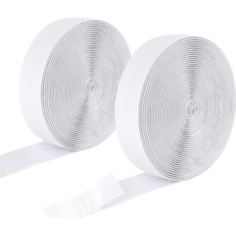 Bande autocollante extra forte de 12 m de long Blanc Fermeture double face autocollante 20 mm de large Bande autocollante et crochet (1/5)