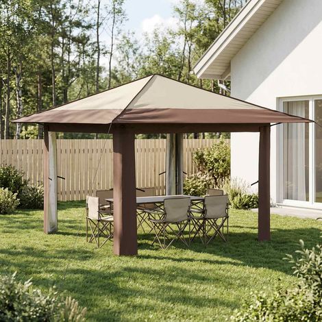 Abri de jardin sans paroi 3.3 x 3.3 m Crème et marron (1/5)