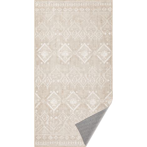 Tapis Décoratif, Tapis de Chambre 80 x 150 cm, Tapis de Salon, Tapis antidérapant, pour Salon, Lavable en Machine, Style Bohème, Beige Cappuccino (1/5)
